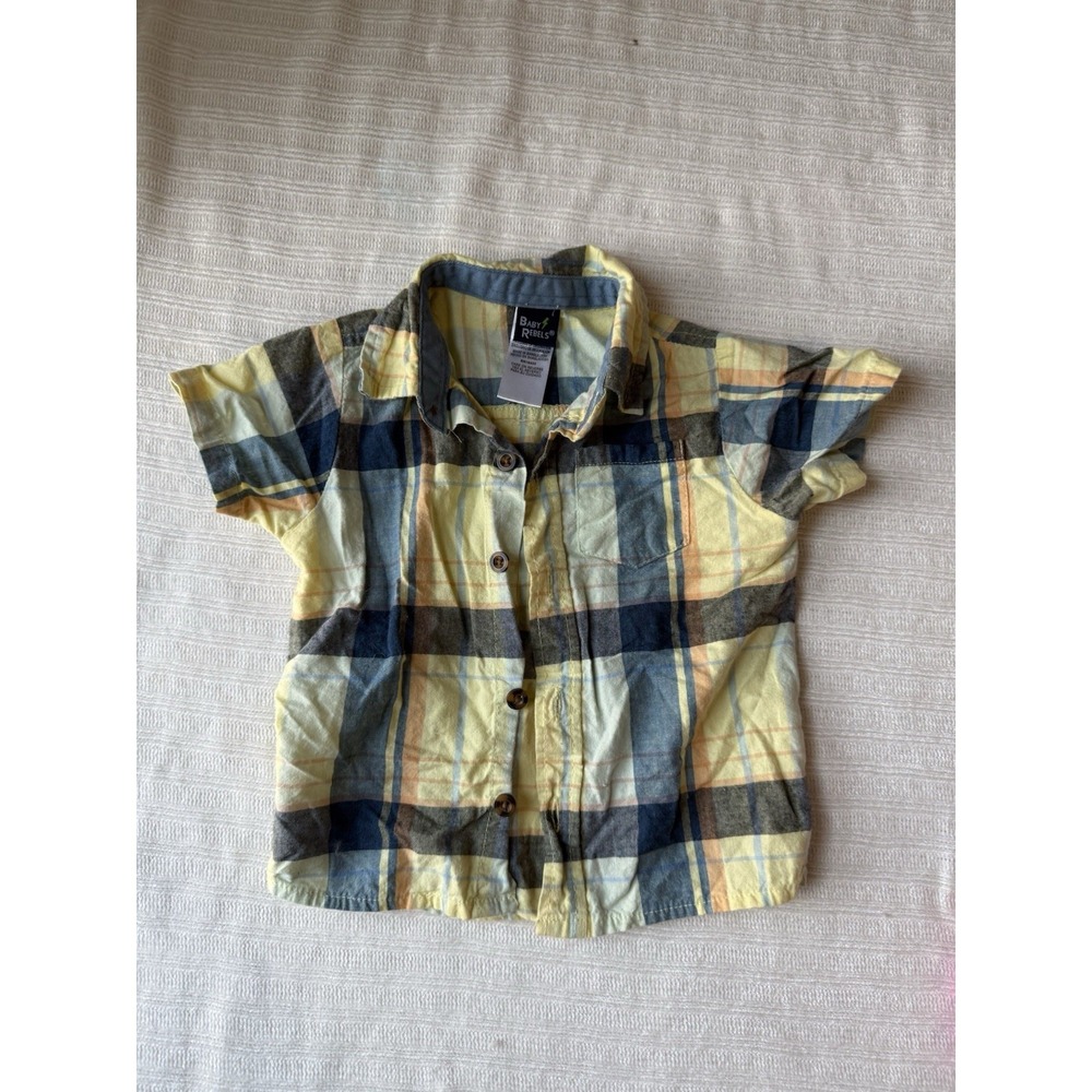 Baby Rebels Toddler Boys Shirt Plaid Size 18 Months Short Sleeve Button‎ Up